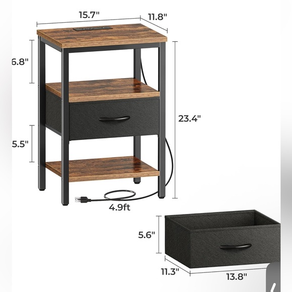 Black and Brown Storage Shelf with Drawer - Picture 2 of 4